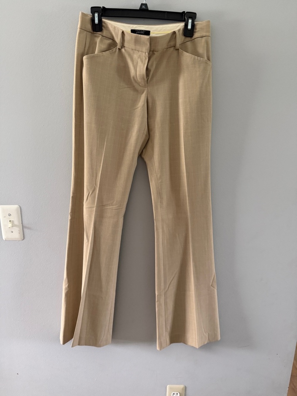 Tahari Beige Wide-Leg Dress Pants